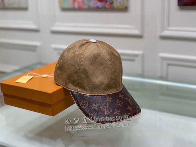 LV新品男士帽子 路易威登印花綢緞老花拼接鴨舌帽棒球帽  mm1366